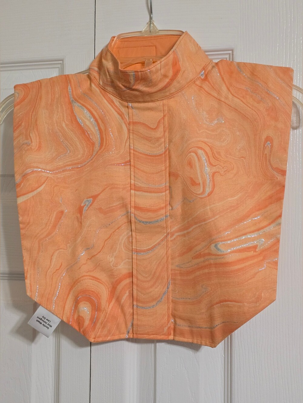 Women’s Mock Neck Decorative Bib Top - Peach Swirl